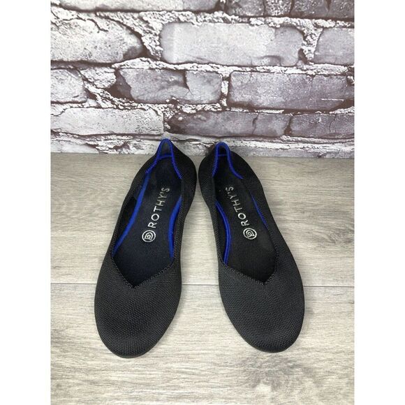 Rothys The Flat Black Knit Fabric Round Toe Ballet Flats Women’s Sz 8.5M US/39EU - Picture 2 of 16